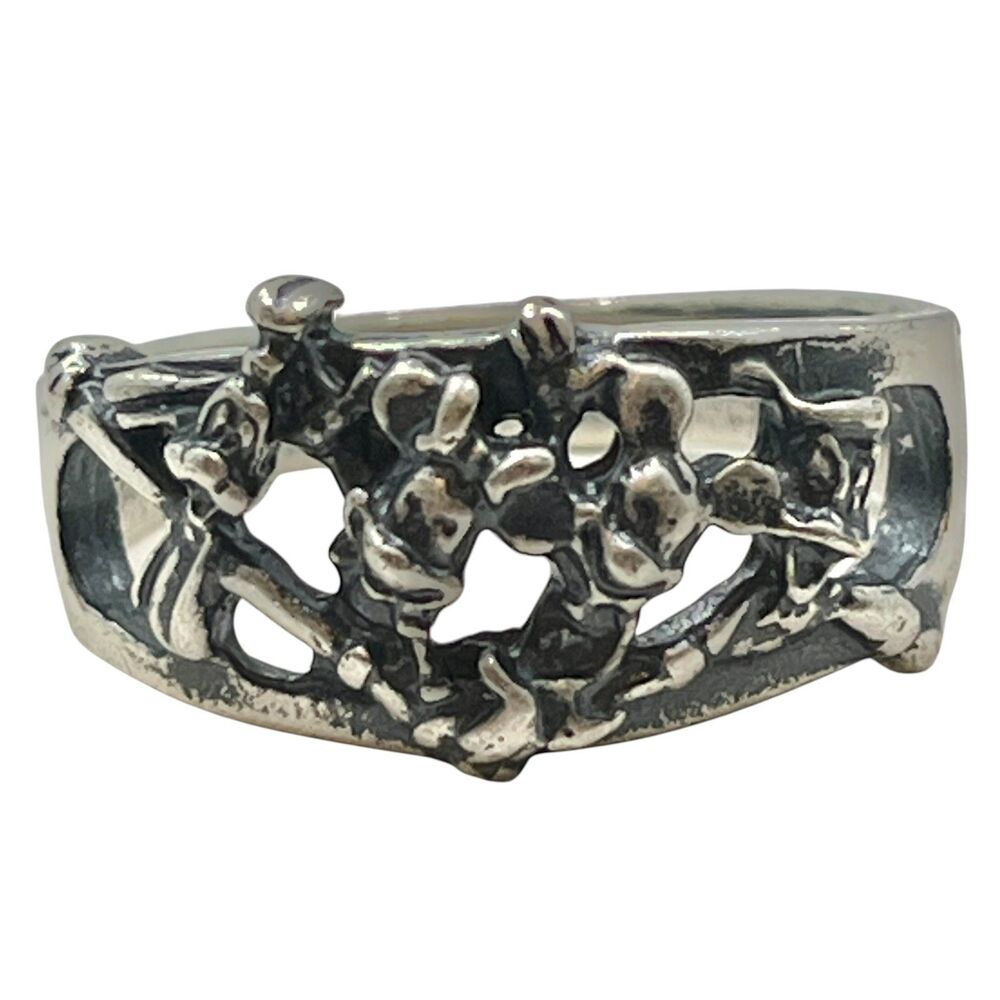 Vtg Disney Sterling Silver Fabulous Five Ring 6 Mickey Minnie Goofy Donald